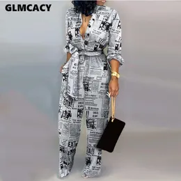 Women Jumpsuit Sexy Ladies Jumpsuits Party Long Pants Long Sleeve Jumpsuit Skinny Newspaper Print Outfits