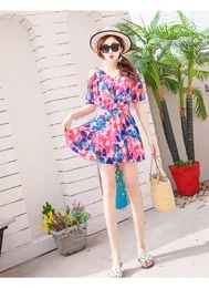 Hot Spring One Piece Swimsuit Female Korean Version Of The New Style Of Thin Dress Style Conservative Floral Plus Size Swimsuit