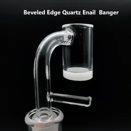 4mm Opaque Bottom Beveled Edge Quartz Enail Banger With Hook 16mmOD 20mmOD 10mm 14mm 18mm Male Female Quartz Banger For Coil Heater Rigs