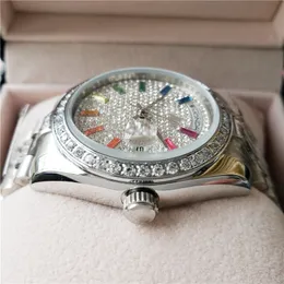 High quality full diamond women's watch 36mm multi-function color dial automatic mechanical 2813 woman watch