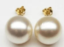 Par de enormes de 12-13mm Mar del Sur genuino blanco perla pendiente 998