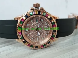新しいベストセラーの高級高級男性ダイヤモンドウォッチ116655は2813の運動の自動腕時計、40mmローズゴールドダイヤモンドゴム腕時計が積まれています