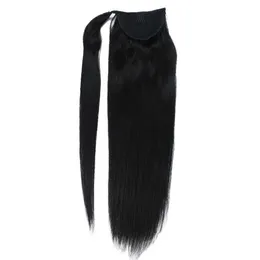 VMAE Brazilian Peruvian Straight 100g 120g Natural Brown Double Drawn Horsetail Clip in Magic Wrap Around Ponytails Virgin Human Hair Extension