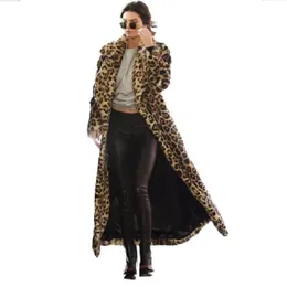 Fashion Winter Fur Long Coat Leopard Women Show Spots Loose Warm Sexy Casual Outerwear Manteau Thick Faux