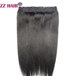 16"-28" One Piece Set 80g 100% Brazilian Remy Clip-in Human Hair Extensions 5 Clips Natural Straight