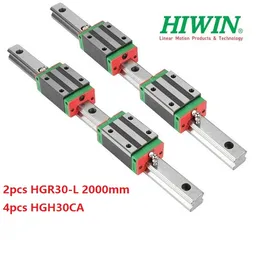 2 adet Orijinal Yeni HIWIN HGR30-2000mm lineer kılavuz / ray + 4 adet HGH30CA cnc router parçaları için doğrusal dar bloklar