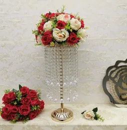 Düğün Çiçek Raf Dekorasyon Kristal Düğün Masa Centerpieces Çiçek Vazolar Altın Mum Tutucular Metal Şamdan Çiçek Vazo Yol Kurşun