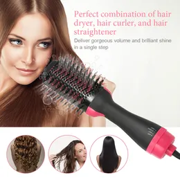 2IN1 Negativa joner Hårtork Curler Straightener Hårfärgskam El Air Paddle Styling Brush Iron EU US UK-kontakt