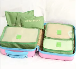 50sets dubbel dragkedja Vattentäta resväskor Män Kvinnor Nylon Bagageförpackning Cube Underware Bra Storage Bag Organizer 6PCS Set