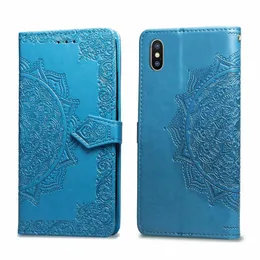 Odcisk koronki Mandala Portfel kwiatowy skórzana karta Flip Card Cover Case na iPhone'a 14 13 11 12Mini Pro Max XS XR 8 7 6s Plus