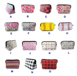 50PCS Mix Style Neopren Makeup Bag Floral Travel Case Rose Baseball Neoprene Tillbehör Kosmetisk Väska För Moder Dag