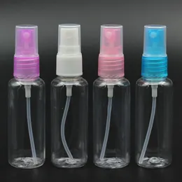 50 sztuk / partia 40 ml Multicolour Cap Cylinder Pompa rozpylająca Perfumy Butelka do pet Solid Color Butelki Wody Pojemniki Perfumy Spray