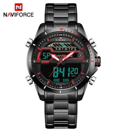 Top Luxus Marke NAVIFORCE Männer Sport Uhren Herren Quarz Digitale LED Uhr Männer Voller Stahl Armee Militärische Wasserdichte Armbanduhr