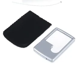 Credit Card 88*57*9mm 2 Lens Magnifier Ultra-thin Portable Square Microscope With LED Light Leather Case LED Card Lamp For Reading Glass