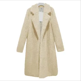 Solid Teddy Coat Winter Coat Kvinnor Långa ullrockar och jackor Manteau Femme Hiver Abrigos Mujer Elegante Cappotto Donna WT026