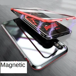 Magnetic Adsorption 360 Full Tempered Glass Flip Case For iPhone X XS XR XS Max 8 8 Plus 7 7 Plus 6 6s