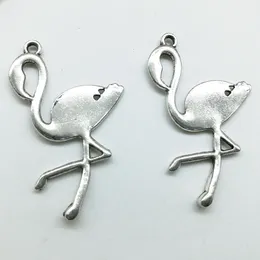 50st / lot Flamingos Birds Alloy Charms Pendant Retro Smycken Diy Keychain Forntida silverhänge för armband Örhängen Halsband 43 * 27mm