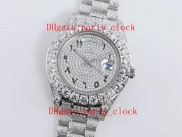 SF wszystkie wiertło Ice Diamond Watch Pierścień Luksusowe pełne wiercenie cyfry arabskie na twarz ze zegarem ze stali nierdzewnej 2813 Ruch czasu 275s