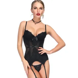 Bustier Corset Sexy Girdle Push Up Bodydoll See Through Lingerie Dress