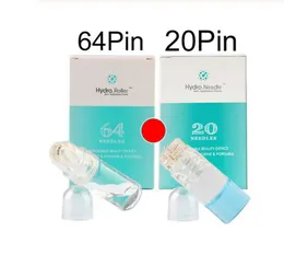 Serum Applicator Hydra Needle 20 Pins HydraRoller 64 pinsaqua Mikrokanal Mesoterapi Guld Nålar Fint Touch System Derma Stämpel