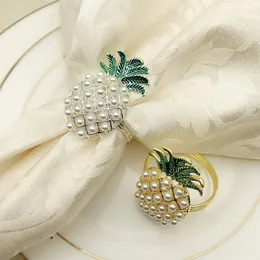 Gratis frakt imitation pärlor guld silver ananas servett ringar för bröllop middag bord dekoration tillbehör w9963