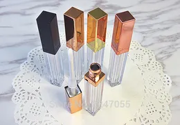 4ml 40pcs / mycket tomt elegant läppglansrör, DIY plast fyrkantig läppstift återfyllningsflaska, avancerad kosmetisk läpp skönhet verktyg