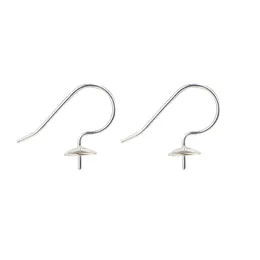 10 Pairs Earwire Findings 925 Sterling Silver Fishhook with Cap and Peg for Half Drilled Pearls