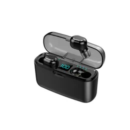 Stereo TWS Mini Binaural Headset Bluetooth sem fio Digital 5.0 impermeável telefone celular Sports In-Ear Earphones DHL livre
