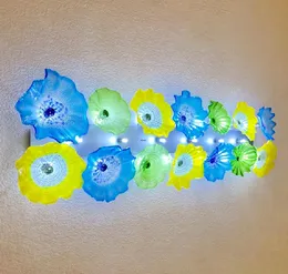 Multi Colored Flower Plate Lamps Italian Design Hand Blown Lighting LED Murano Glass Art Wall Sconce