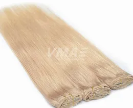 VMAE 140g clip in extensions girls hair clips #613 #60 Double Drawn 100% Brazilian Russian human hair Natural color Blonde clip in extensions