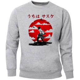 Uchiha Sasuke Moletons Homens Haruku Japonês Anime Crewneck Hoodies Jumper Cool Slim Fleece Quente Streetwear Sportswear