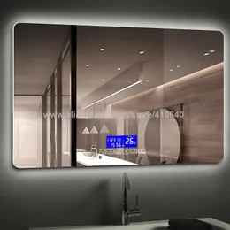 K3015 Serie Lichte spiegel Touch-schakelaar met Bluetooth FM-radio-temperatuurdatum kalenderweergave voor badkamer of kastspiegel