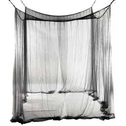 4 Corner Post Bed Canopy Mosquito Net Full Queen King Size Netting Black Bedding Home Decor Tent för