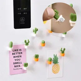 Creative 6pcs/set Fridge Magnets Cute Mini Succulent Plant Magnet Button Cactus Refrigerator Message Stickers Decorative Magnets