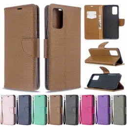 Luxury Leather Wallet Case för Samsung S10 S20 S21 S22 A13 A23 A33 A53 A73 A12 Leechee Litchi Knivdesign ID Slot Flip Cover Pouch Pouch