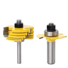2pcs Adjustable 3 Wing Slot Cutter Router Bit Woodworking Tool