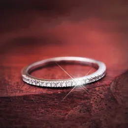 Mode Original 100% 925 Sterling Silber Band Ringe Frauen Hochzeit Schmuck Geschenk Klassische Simulierte Platin Diamant CZ RING größe 4-10