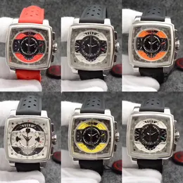 Luxury Mens Watches Watches 44mm rostfritt stål Dial Rubber Strap Chronograph Business Life Waterproof Quartz Wristwatch-Silv244R