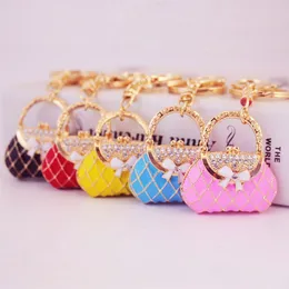 Fashion and creative colorful drops of oil paint pigment girl bag key chain handbag shape key chain metal pendant gift