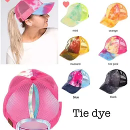 Heißer verkauf 7 farben tie farbe süßigkeiten farbe ponytail baseballmütze frauen unordentlich basen baseball hut snapback caps net oberfläche atmungsaktive lässige hüte