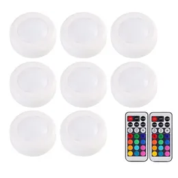 Bezprzewodowa LED Lights Puck Lights RGB 16 Kolory Ściemnialny Czujnik dotykowy LED pod lampą szafy do zamknięcia Szafa schodowa Lampa nocna