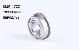 50pcs / Paslanmaz Çelik Minyatür mini'yi Rulman lot ABEC-5 SMF117 SMF117ZZ SF677 SF677-ZZ ZZ flanş Bilyalı 7 * 11 * 3mm 7x11x3mm