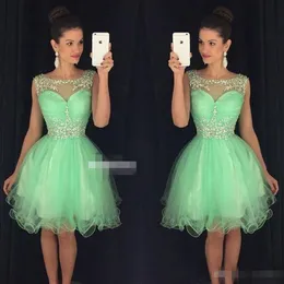 Mint Green Short HomeComing Dresses Delling Scoop Neck Tulle Mini Graduation Party Tail Ball Gown Made 401 401