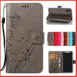 Butterfly Embossed Magnetyczny Flip Portfel Karty Uchwyt Slot Wstrząsy PU Leather Stand Telefon Case Pokrywa dla Apple iPhone 5 6/6s 7 8 plus x xs