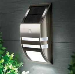 Solenergi vägglampa 2 LED Automatisk rörelsessensor säkerhet Ljus Vattentät gatlig ljus för uteplats däck trädgård trädgård