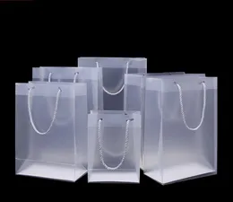 8 Rozmiar Frosted PVC Plastikowe torby prezentowe z uchwytami Wodoodporna Przezroczysta torba PVC Clear Torebka Party Favor Torba Bag Logo SN441