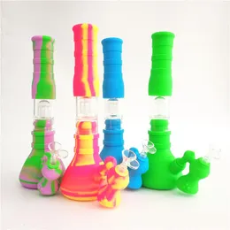 Silicone bong water pipes smoking pipe beaker base silicone water pipes 3 filtration glass filter bowl silicone rig for smoking with glass