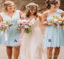 2019 Western Country Garden Beach Sommar Short Bridesmaid Dress Mixed Style Bröllop Guest Maid of Honor Gown Plus Size Custom Made