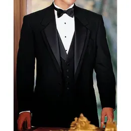 Czarny ślub Groom Tuxedos 2019 Three Piece Notched Lapel Custom Made Business Party Mężczyźni Garnitku Kurtki Spodnie Kamizelka