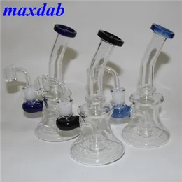 Mini vattenrör percolator bubbler pipe hookah med 14 mm kvarts banger dab riggar olja vax rigg glas bägare bong